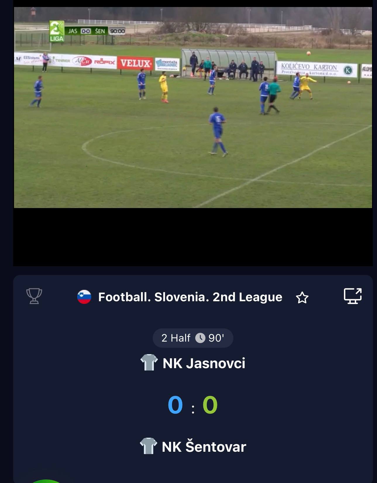 Final score NK Jasnovci 0-0 NK Sentovar